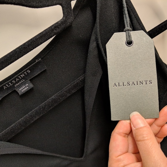 AllSaints Aster Black Dress Small - Picture 5 of 5